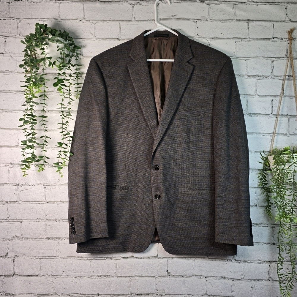 Lauren Ralph Lauren Gray Navy Checkered Blazer Mebs 46R EUC
